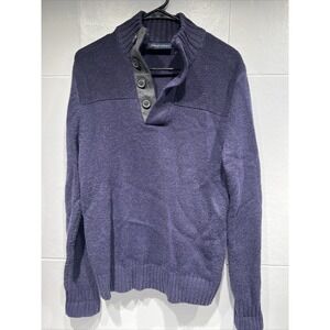 Garrett Scott  Pullover Purple S Wool Blend Henley Sweater Mens Mock Turtleneck